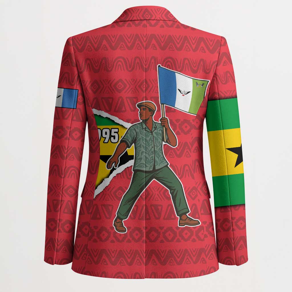Autonomous Region of Principe Independence Blazer with 1995 Flag Design and Cultural Pattern - Wonder Print Shop