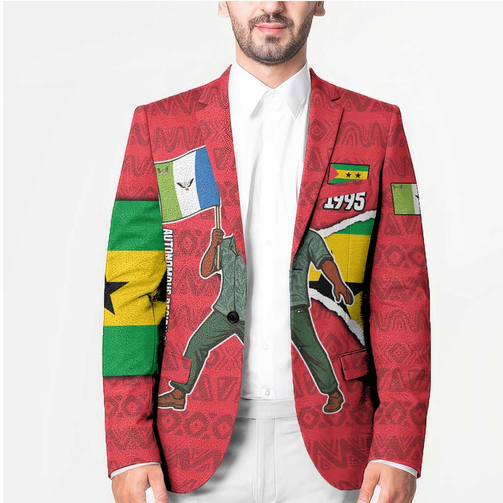 Autonomous Region of Principe Independence Blazer with 1995 Flag Design and Cultural Pattern - Wonder Print Shop