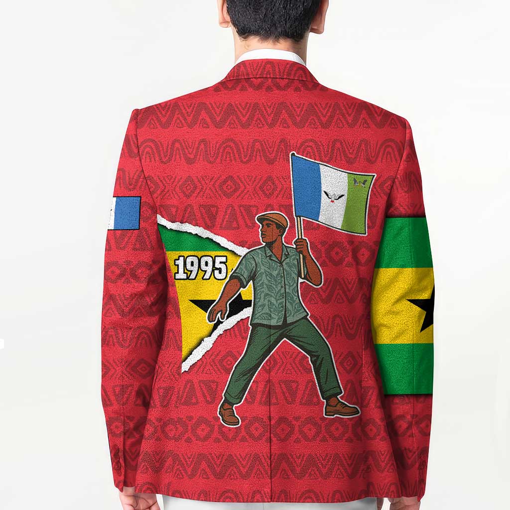 Autonomous Region of Principe Independence Blazer with 1995 Flag Design and Cultural Pattern - Wonder Print Shop