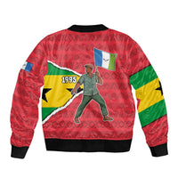 Autonomous Region of Principe Independence Bomber Jacket with 1995 Flag Design and Cultural Pattern - Wonder Print Shop