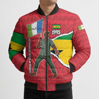 Autonomous Region of Principe Independence Bomber Puffer Jacket with 1995 Flag Design and Cultural Pattern - Wonder Print Shop