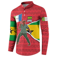 Autonomous Region of Principe Independence Button Sweatshirt with 1995 Flag Design and Cultural Pattern - Wonder Print Shop