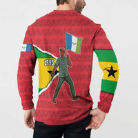 Autonomous Region of Principe Independence Button Sweatshirt with 1995 Flag Design and Cultural Pattern - Wonder Print Shop