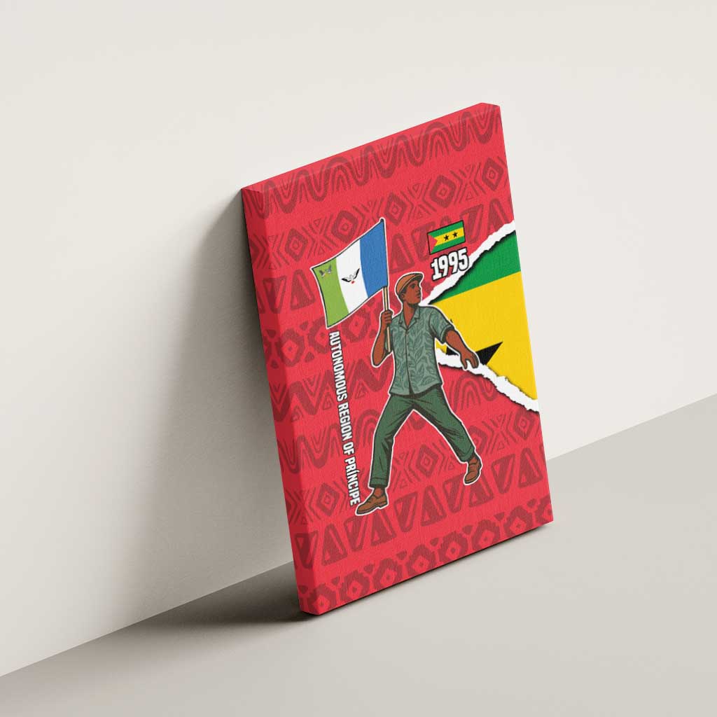 Autonomous Region of Principe Independence Canvas Wall Art with 1995 Flag Design and Cultural Pattern - Wonder Print Shop
