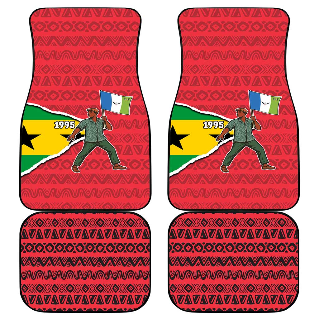 Autonomous Region of Principe Independence Car Mats with 1995 Flag Design and Cultural Pattern - Wonder Print Shop