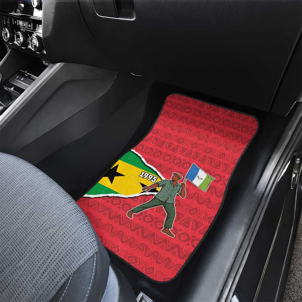 Autonomous Region of Principe Independence Car Mats with 1995 Flag Design and Cultural Pattern - Wonder Print Shop