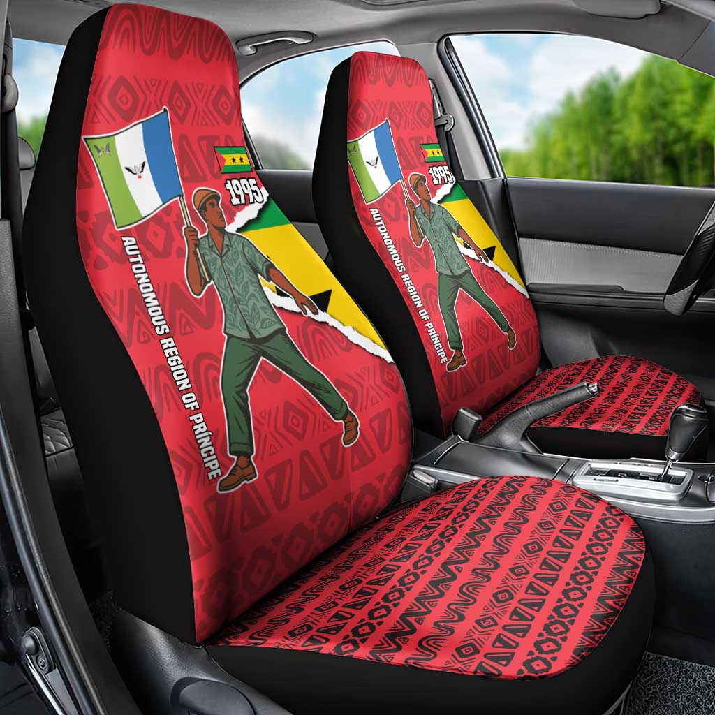 Autonomous Region of Principe Independence Car Seat Cover with 1995 Flag Design and Cultural Pattern - Wonder Print Shop