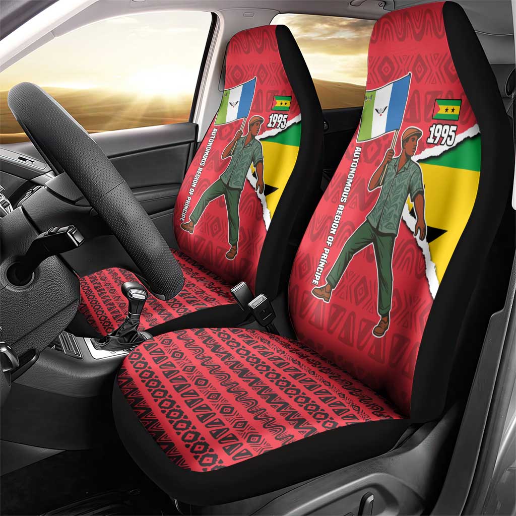 Autonomous Region of Principe Independence Car Seat Cover with 1995 Flag Design and Cultural Pattern - Wonder Print Shop