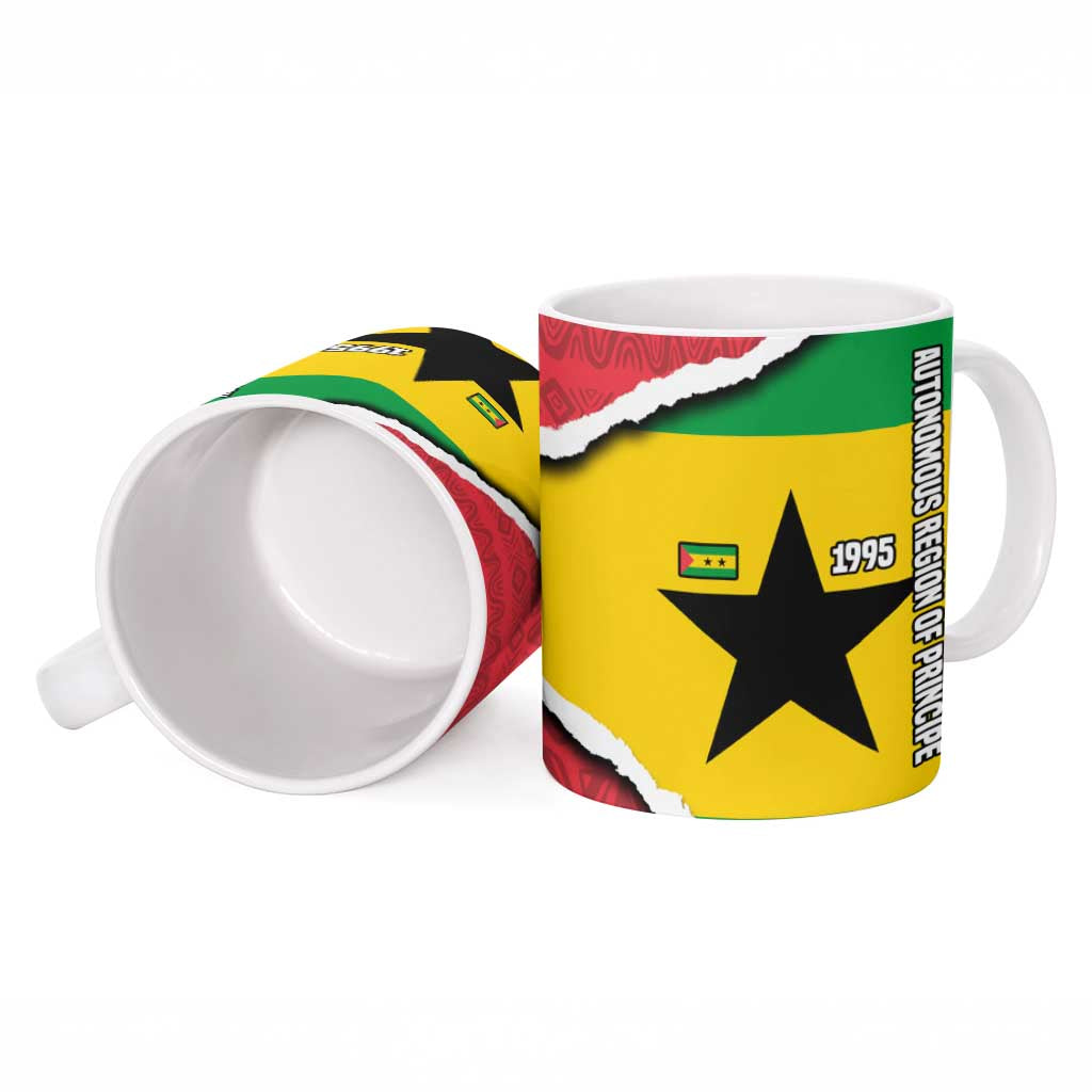 Autonomous Region of Principe Independence Ceramic Mug with 1995 Flag Design and Cultural Pattern - Wonder Print Shop