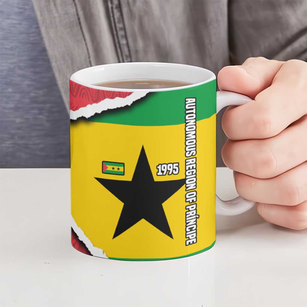 Autonomous Region of Principe Independence Ceramic Mug with 1995 Flag Design and Cultural Pattern - Wonder Print Shop