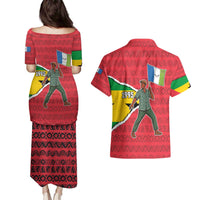 Autonomous Region of Principe Independence Couples Matching Puletasi and Hawaiian Shirt with 1995 Flag Design and Cultural Pattern - Wonder Print Shop