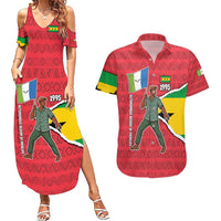 Autonomous Region of Principe Independence Couples Matching Summer Maxi Dress and Hawaiian Shirt with 1995 Flag Design and Cultural Pattern - Wonder Print Shop