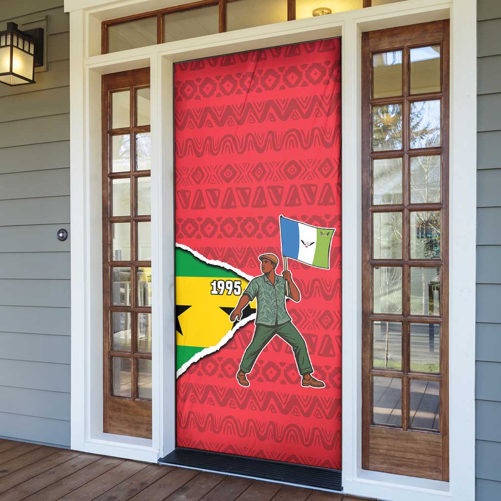 Autonomous Region of Principe Independence Door Cover with 1995 Flag Design and Cultural Pattern - Wonder Print Shop