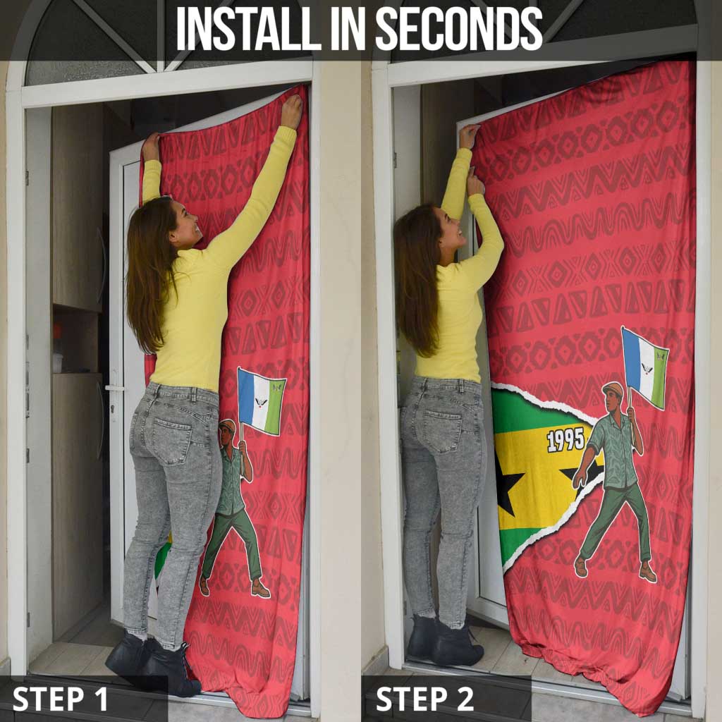 Autonomous Region of Principe Independence Door Cover with 1995 Flag Design and Cultural Pattern - Wonder Print Shop