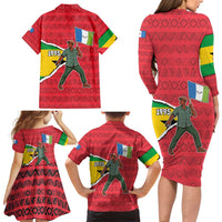 Autonomous Region of Principe Independence Family Matching Long Sleeve Bodycon Dress and Hawaiian Shirt with 1995 Flag Design and Cultural Pattern - Wonder Print Shop