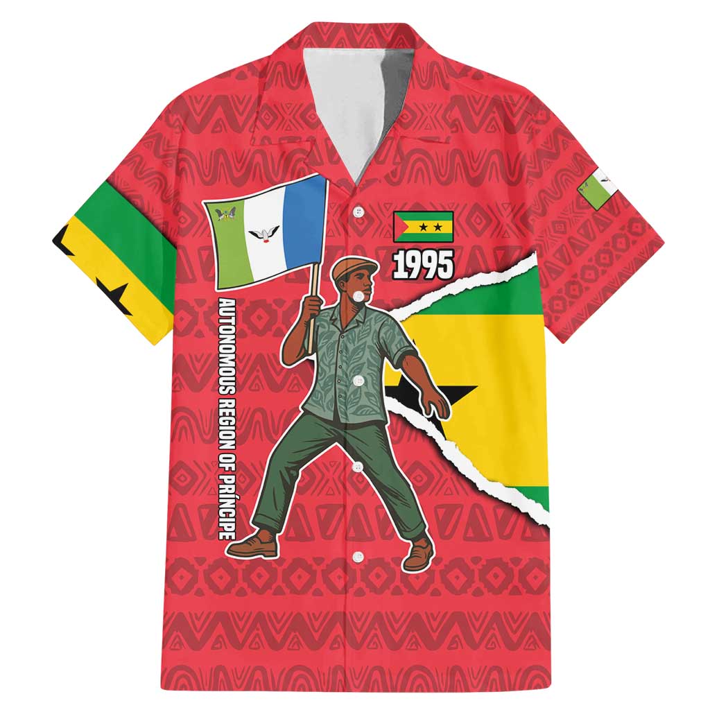 Autonomous Region of Principe Independence Family Matching Mermaid Dress and Hawaiian Shirt with 1995 Flag Design and Cultural Pattern - Wonder Print Shop