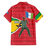 Autonomous Region of Principe Independence Family Matching Off The Shoulder Long Sleeve Dress and Hawaiian Shirt with 1995 Flag Design and Cultural Pattern - Wonder Print Shop