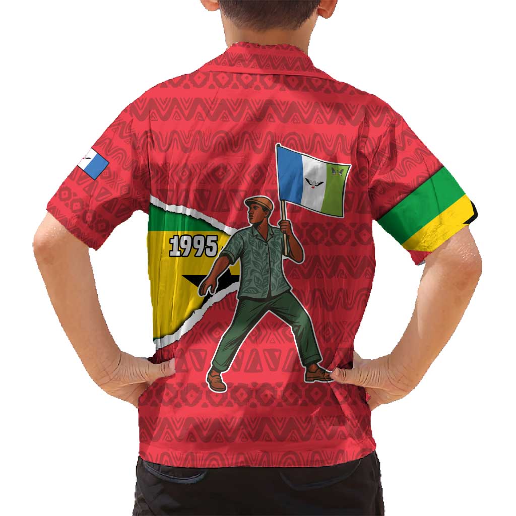 Autonomous Region of Principe Independence Family Matching Off Shoulder Maxi Dress and Hawaiian Shirt with 1995 Flag Design and Cultural Pattern - Wonder Print Shop