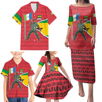 Autonomous Region of Principe Independence Family Matching Puletasi and Hawaiian Shirt with 1995 Flag Design and Cultural Pattern - Wonder Print Shop