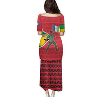 Autonomous Region of Principe Independence Family Matching Puletasi and Hawaiian Shirt with 1995 Flag Design and Cultural Pattern - Wonder Print Shop