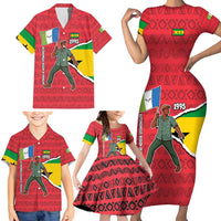 Autonomous Region of Principe Independence Family Matching Short Sleeve Bodycon Dress and Hawaiian Shirt with 1995 Flag Design and Cultural Pattern - Wonder Print Shop