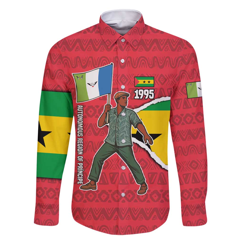 Autonomous Region of Principe Independence Family Matching Short Sleeve Bodycon Dress and Hawaiian Shirt with 1995 Flag Design and Cultural Pattern - Wonder Print Shop