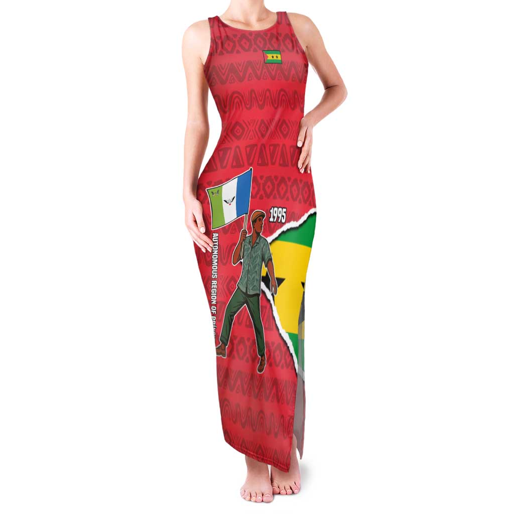 Autonomous Region of Principe Independence Family Matching Tank Maxi Dress and Hawaiian Shirt with 1995 Flag Design and Cultural Pattern - Wonder Print Shop