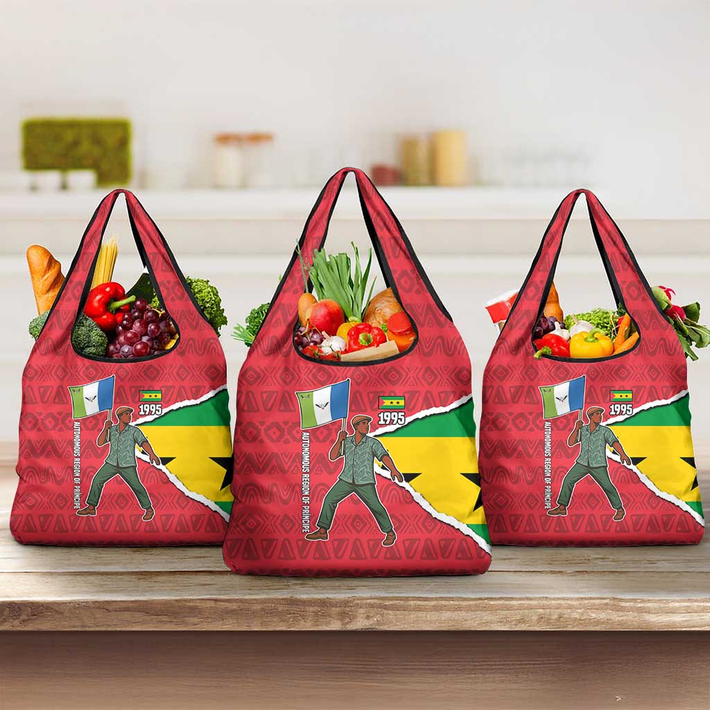 Autonomous Region of Principe Independence Grocery Bag with 1995 Flag Design and Cultural Pattern - Wonder Print Shop