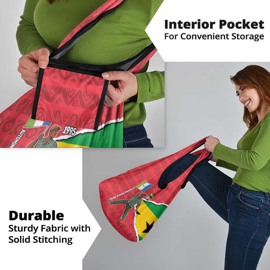 Autonomous Region of Principe Independence Grocery Bag with 1995 Flag Design and Cultural Pattern - Wonder Print Shop