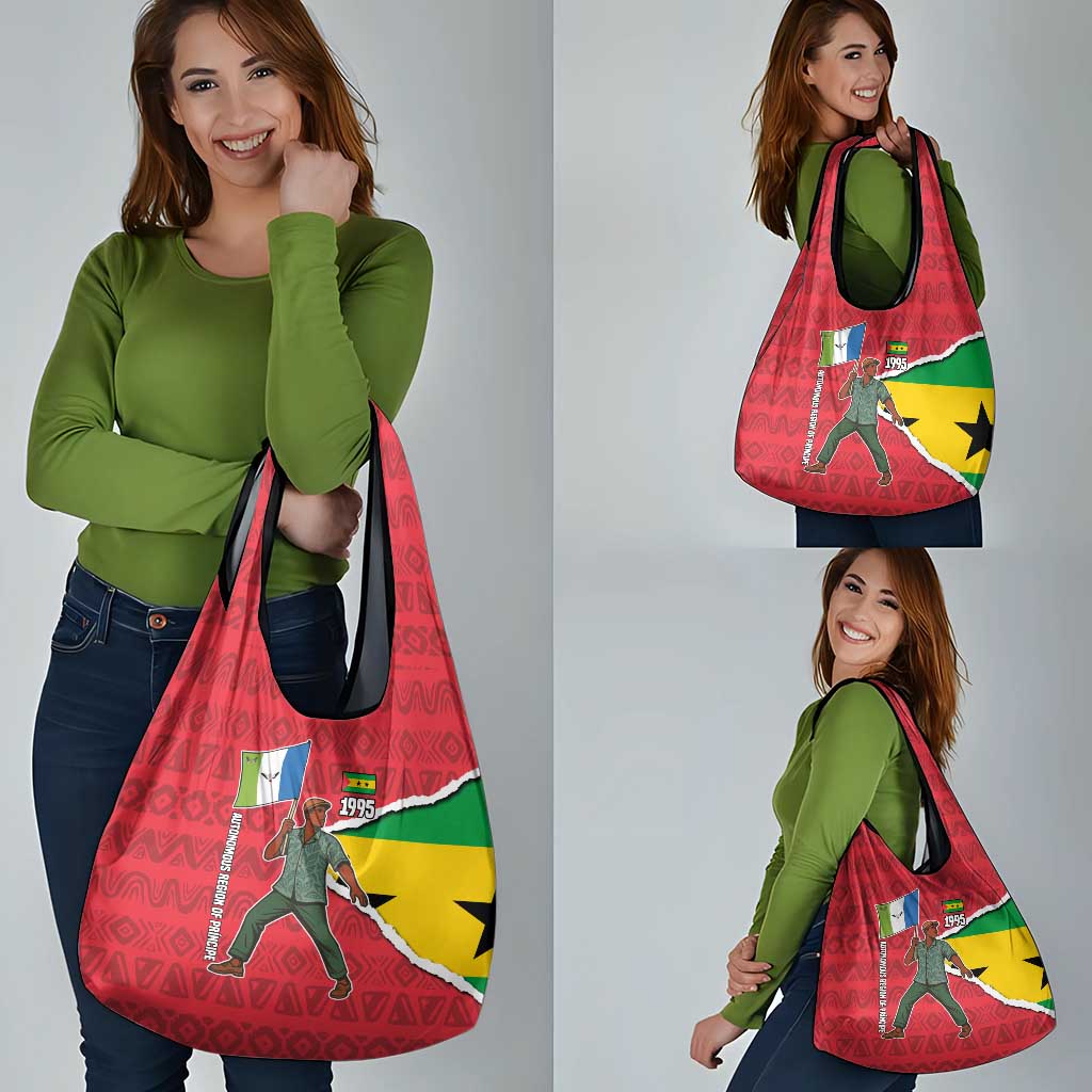 Autonomous Region of Principe Independence Grocery Bag with 1995 Flag Design and Cultural Pattern - Wonder Print Shop