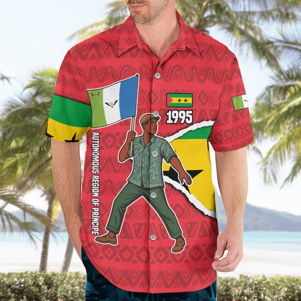 Autonomous Region of Principe Independence Hawaiian Shirt with 1995 Flag Design and Cultural Pattern - Wonder Print Shop