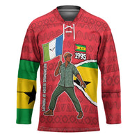 Autonomous Region of Principe Independence Hockey Jersey with 1995 Flag Design and Cultural Pattern - Wonder Print Shop
