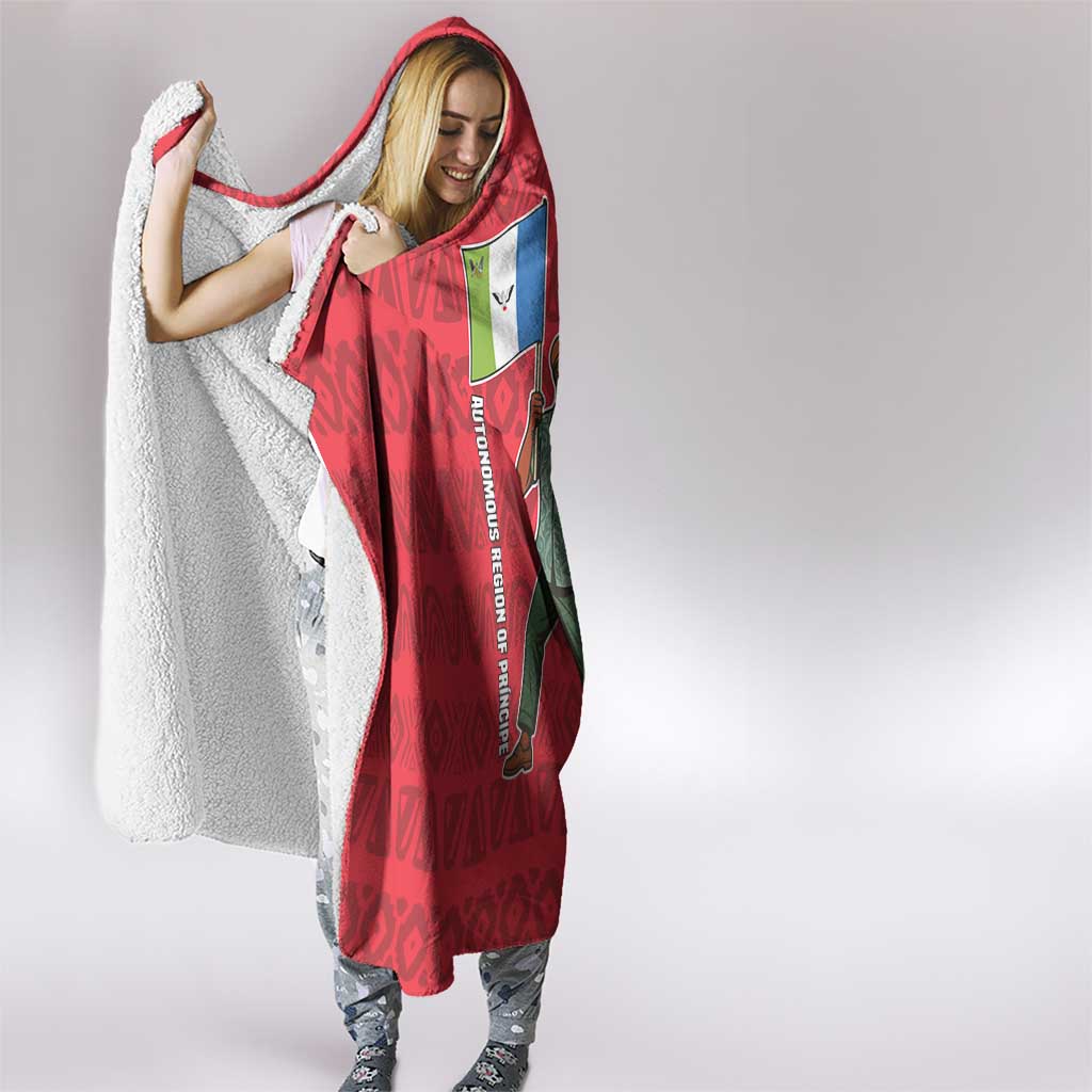 Autonomous Region of Principe Independence Hooded Blanket with 1995 Flag Design and Cultural Pattern - Wonder Print Shop
