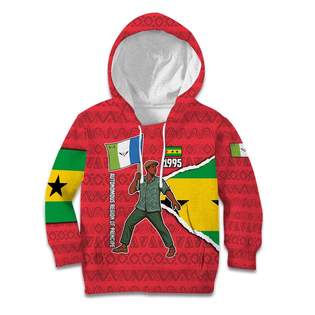 Autonomous Region of Principe Independence Kid Hoodie with 1995 Flag Design and Cultural Pattern - Wonder Print Shop