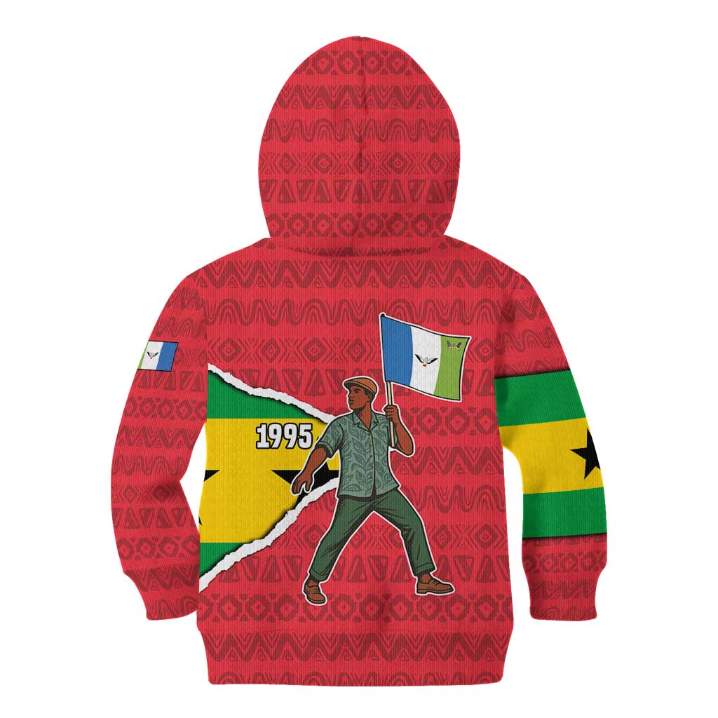Autonomous Region of Principe Independence Kid Hoodie with 1995 Flag Design and Cultural Pattern - Wonder Print Shop