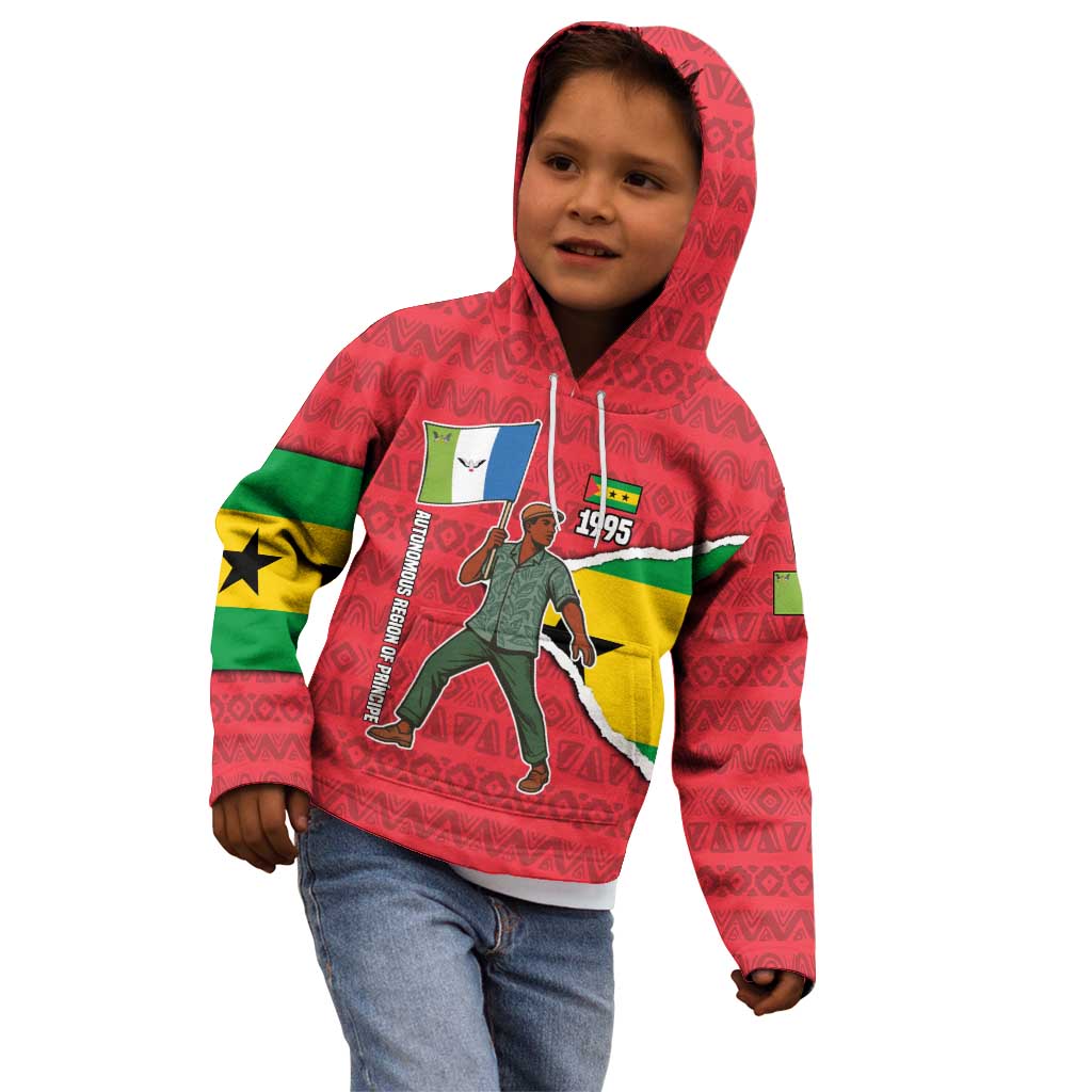Autonomous Region of Principe Independence Kid Hoodie with 1995 Flag Design and Cultural Pattern - Wonder Print Shop