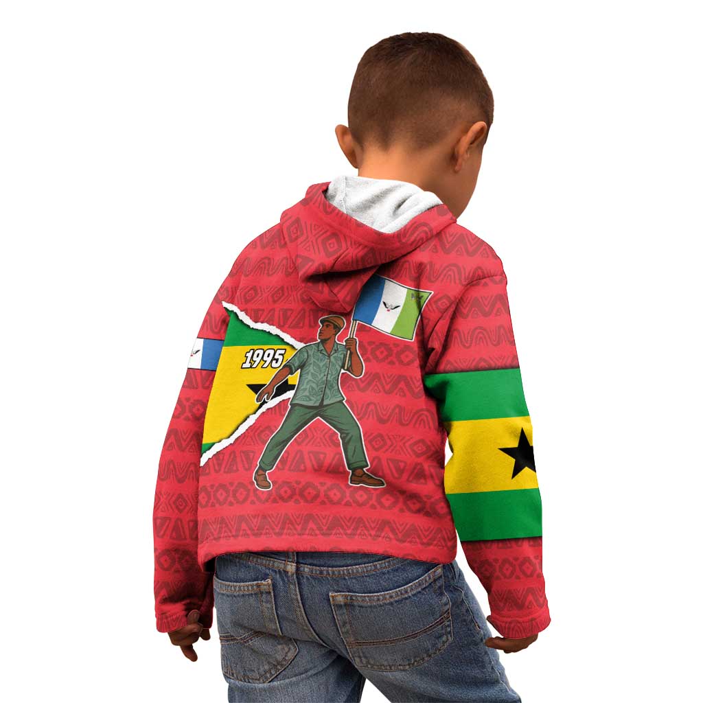 Autonomous Region of Principe Independence Kid Hoodie with 1995 Flag Design and Cultural Pattern - Wonder Print Shop