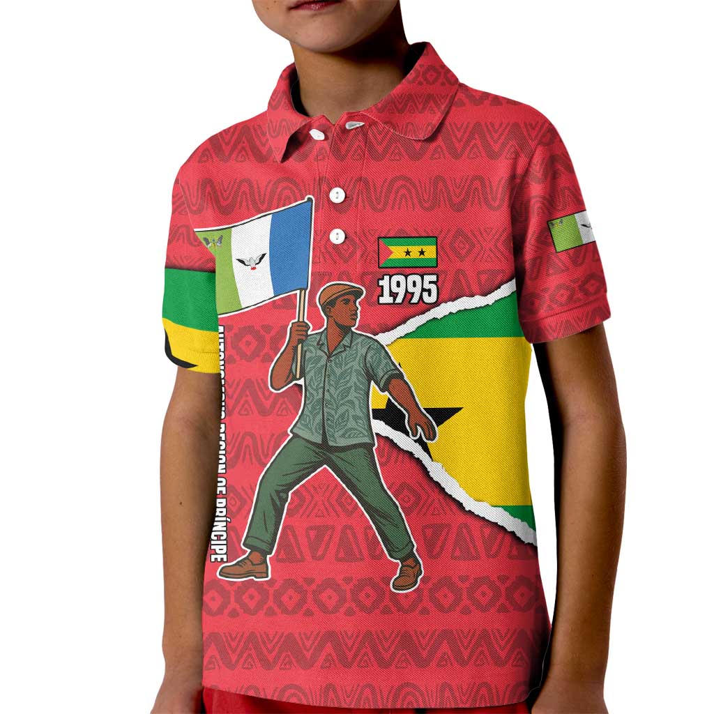Autonomous Region of Principe Independence Kid Polo Shirt with 1995 Flag Design and Cultural Pattern - Wonder Print Shop