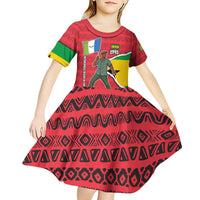 Autonomous Region of Principe Independence Kid Short Sleeve Dress with 1995 Flag Design and Cultural Pattern - Wonder Print Shop