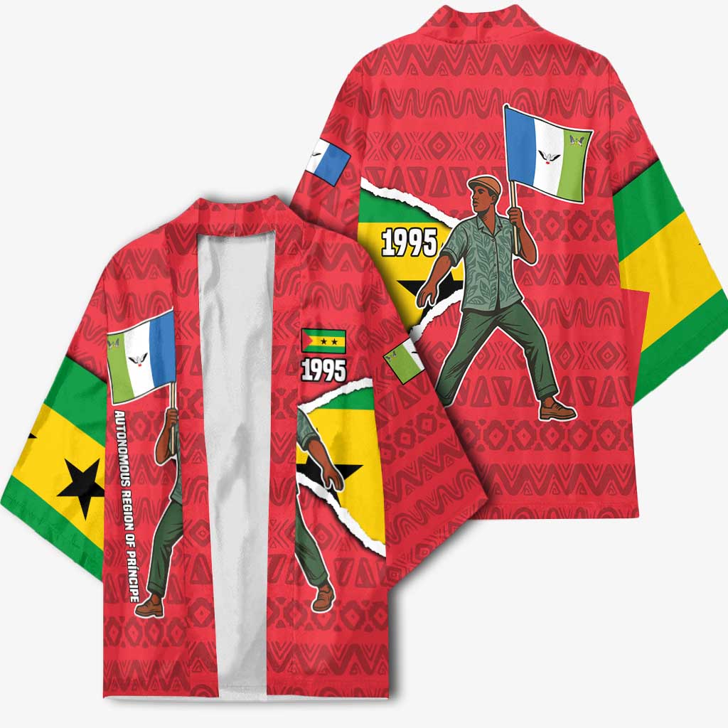 Autonomous Region of Principe Independence Kimono with 1995 Flag Design and Cultural Pattern - Wonder Print Shop