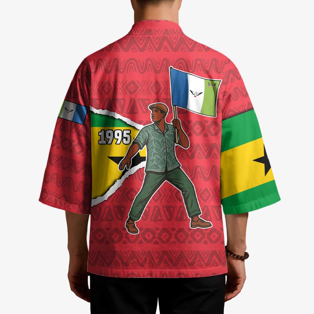 Autonomous Region of Principe Independence Kimono with 1995 Flag Design and Cultural Pattern - Wonder Print Shop