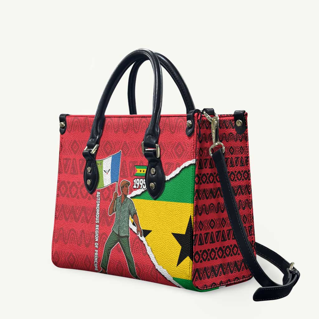 Autonomous Region of Principe Independence Leather Bag with 1995 Flag Design and Cultural Pattern - Wonder Print Shop