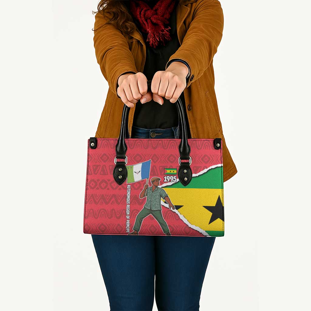 Autonomous Region of Principe Independence Leather Bag with 1995 Flag Design and Cultural Pattern - Wonder Print Shop