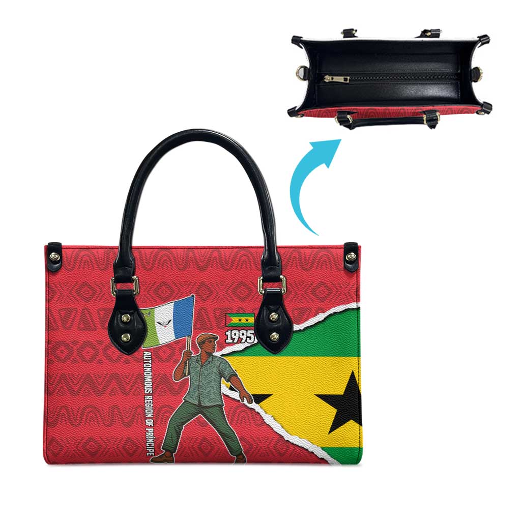 Autonomous Region of Principe Independence Leather Bag with 1995 Flag Design and Cultural Pattern - Wonder Print Shop