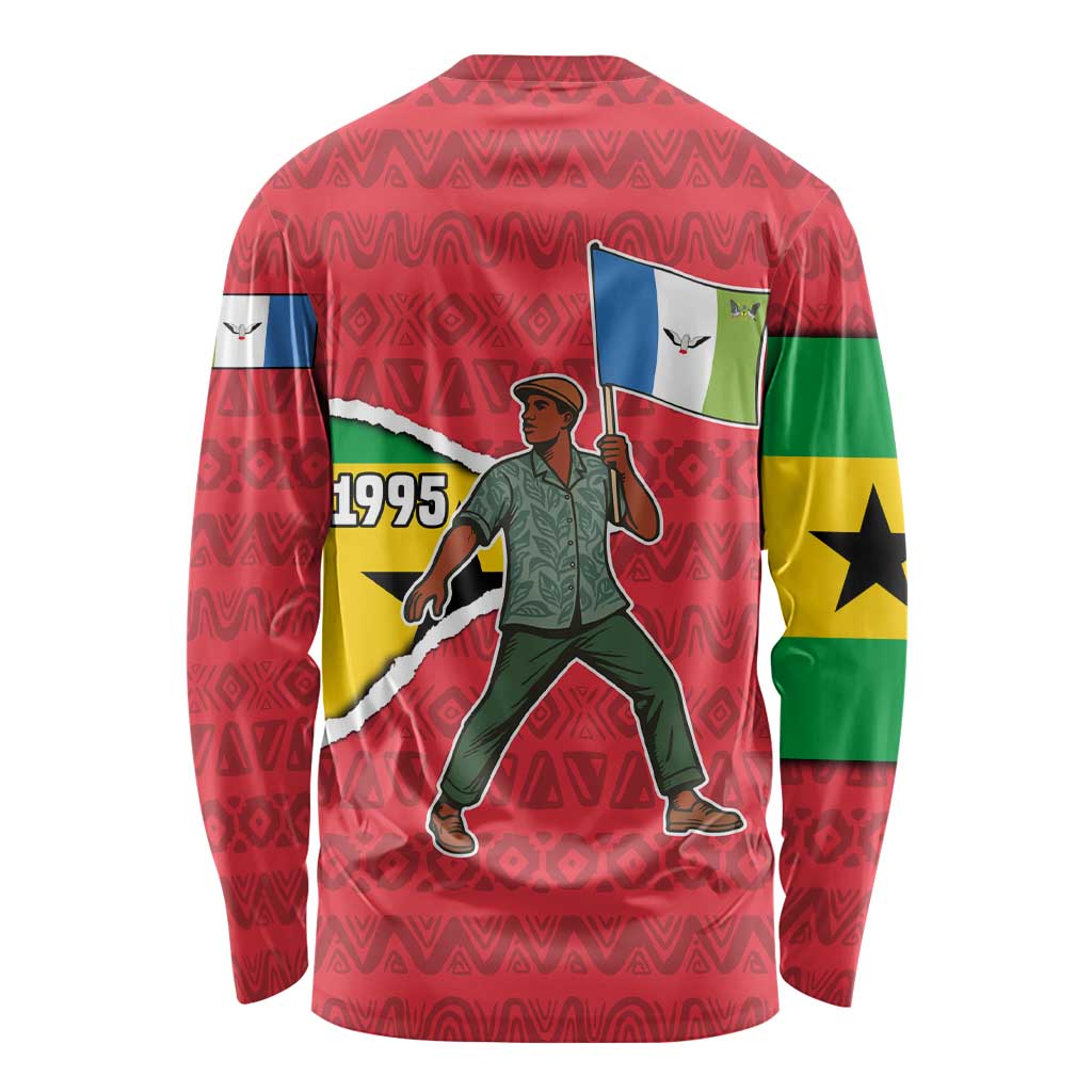 Autonomous Region of Principe Independence Long Sleeve Shirt with 1995 Flag Design and Cultural Pattern - Wonder Print Shop