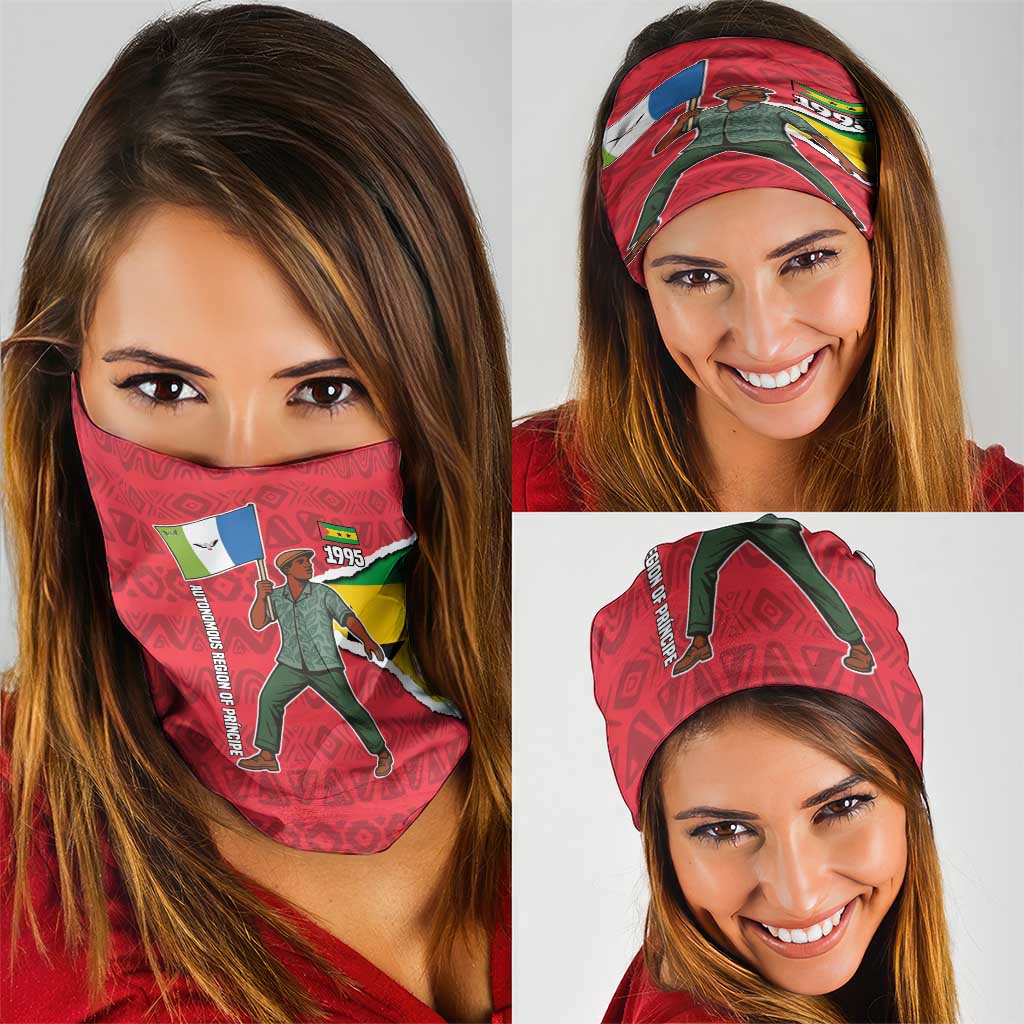 Autonomous Region of Principe Independence Neck Gaiter with 1995 Flag Design and Cultural Pattern - Wonder Print Shop