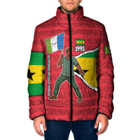 Autonomous Region of Principe Independence Padded Jacket with 1995 Flag Design and Cultural Pattern - Wonder Print Shop