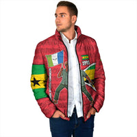Autonomous Region of Principe Independence Padded Jacket with 1995 Flag Design and Cultural Pattern - Wonder Print Shop