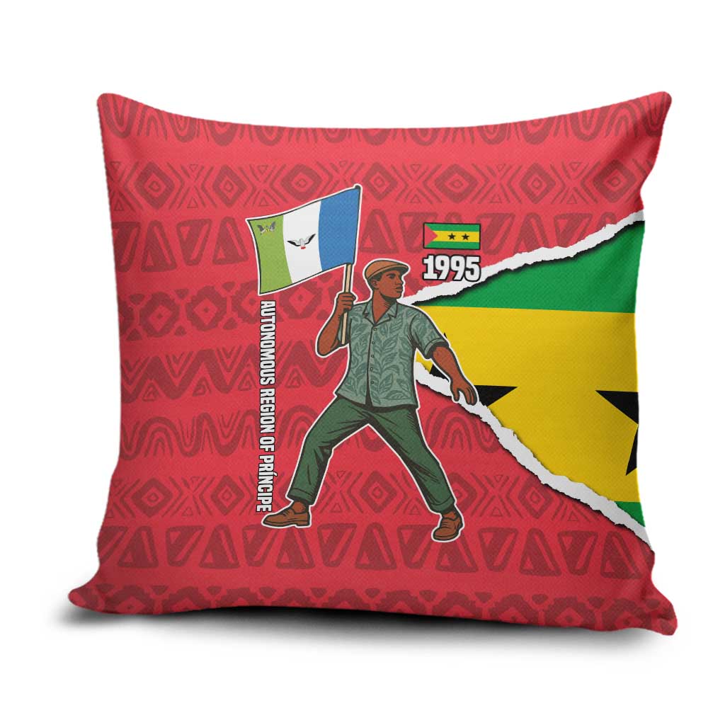 Autonomous Region of Principe Independence Pillow Cover with 1995 Flag Design and Cultural Pattern - Wonder Print Shop