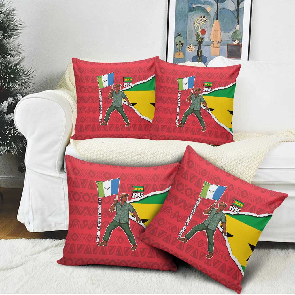 Autonomous Region of Principe Independence Pillow Cover with 1995 Flag Design and Cultural Pattern - Wonder Print Shop